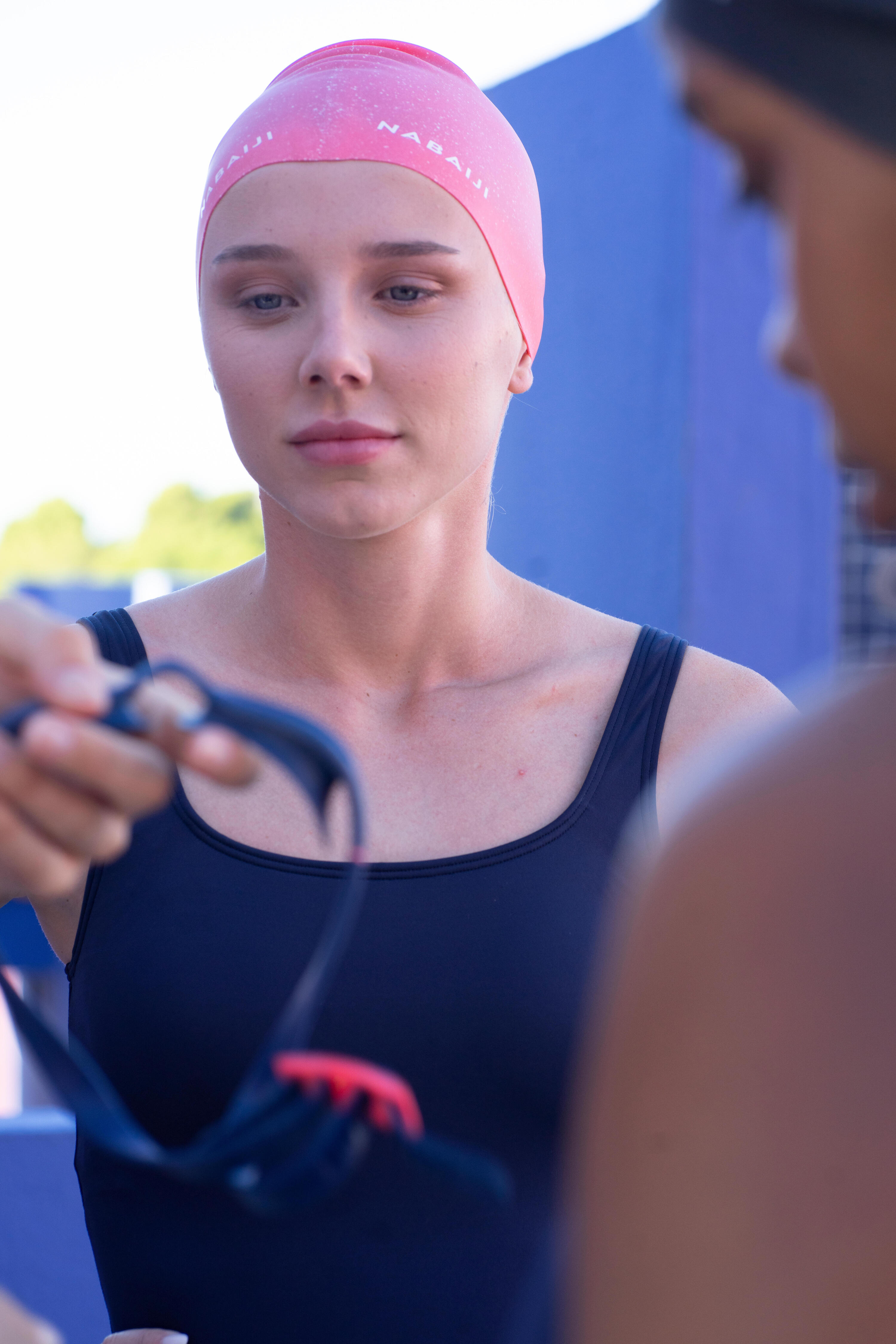 Gorro natación silicona pelo largo granadina talla única 11/14