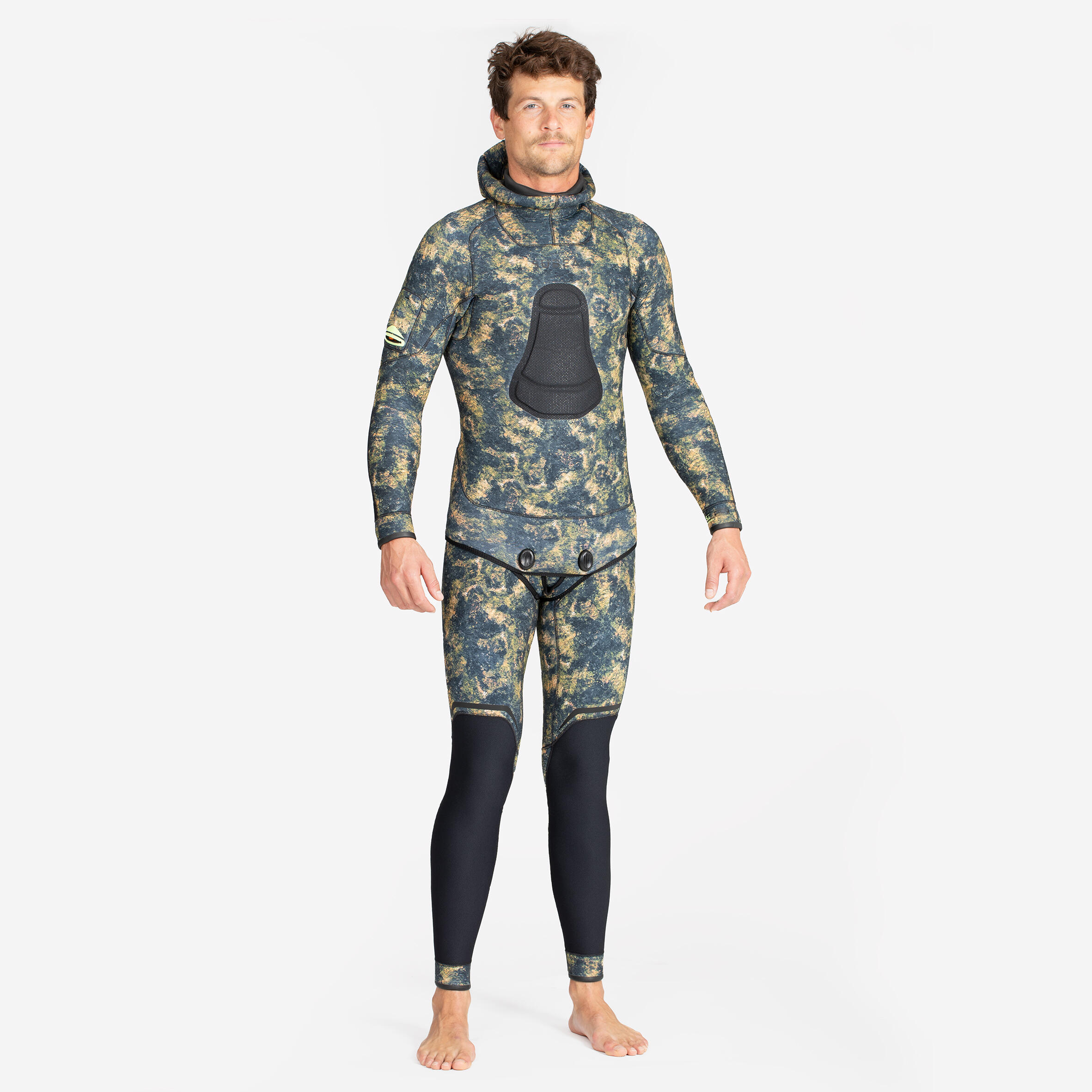 Pantalón Pesca Submarina SPF 900+ Hombre Camuflaje Pisete Neopreno 5 mm 6/7