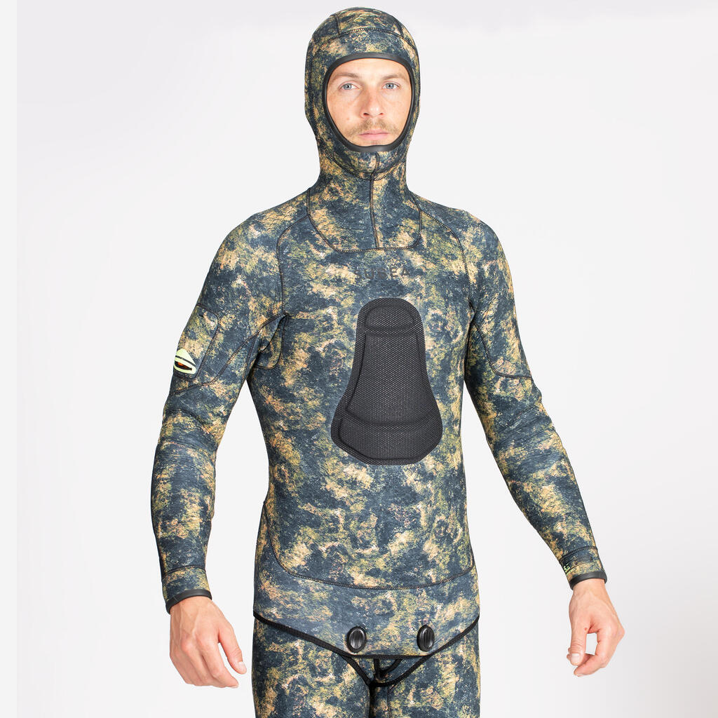 Men's Spearfishing Jacket 5 mm Neoprene - SPF 900+ Camouflage