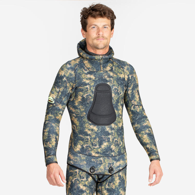 Casaco caça submarina Neoprene 5 mm Homem - SPF 900+ Camuflado