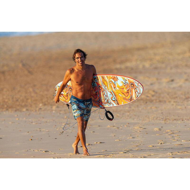 Boardshorts 17" Surfen - 500 Palmen grau