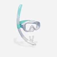 Adult diving kit mask and Snorkelling snorkel 100 light blue