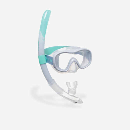 
      Adult diving kit mask and Snorkelling snorkel 100 light blue
  