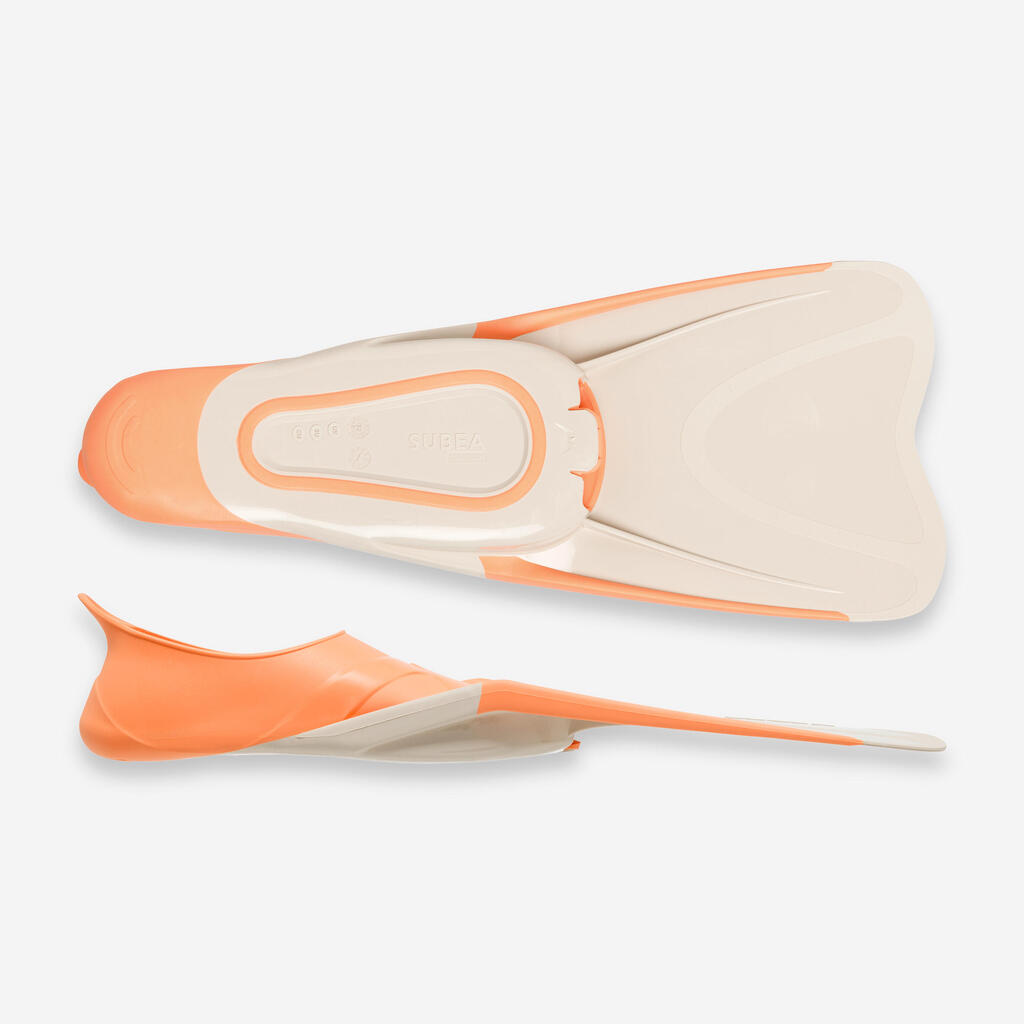 Palmes plongée Enfant - FF 100 Soft Abricot Beige