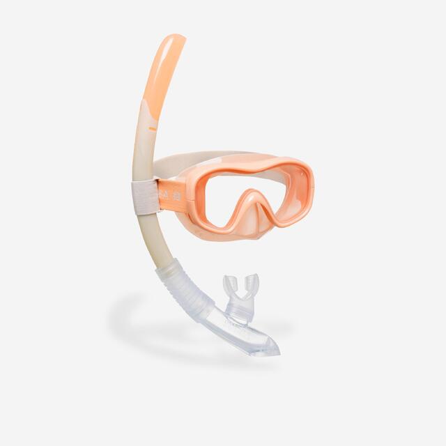 DECATHLON KIT BUCEO MÁSCARA + TUBO SNORKEL 100 NIÑOS DURAZNO VÁLVULA