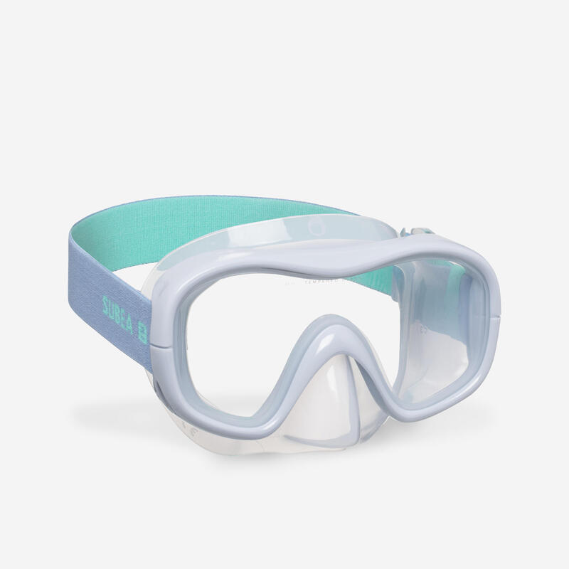 Snorkelset voor volwassenen duikbril en snorkel 100 lichtblauw