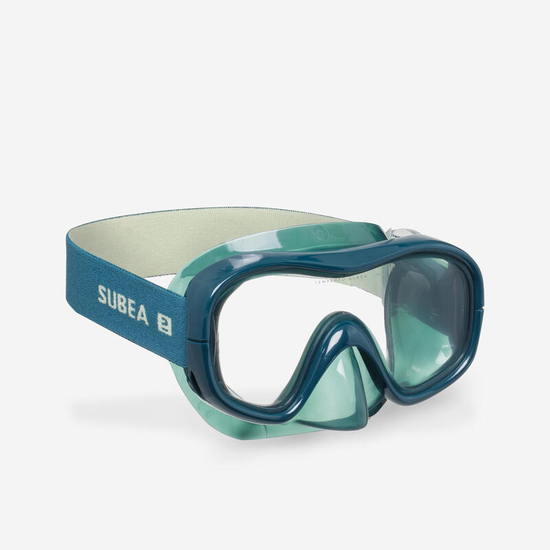 Kit snorkeling adulto 100 COMFORT DRY TOP maschera boccaglio verde