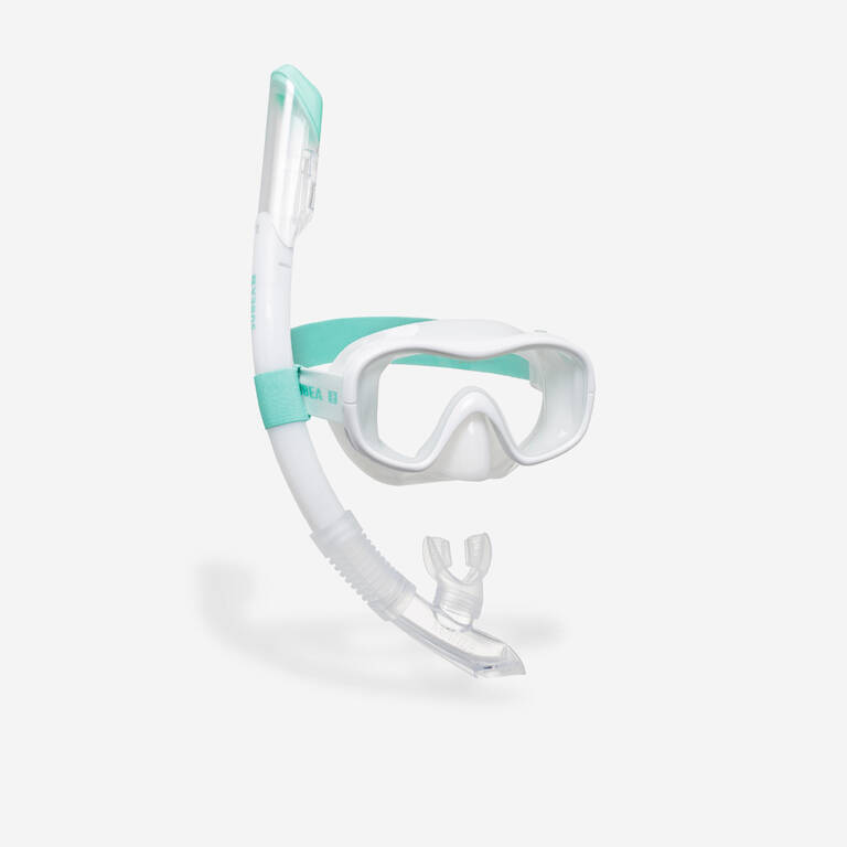 Adult's snorkelling kit 100 COMFORT mask and DRYTOP snorkel white