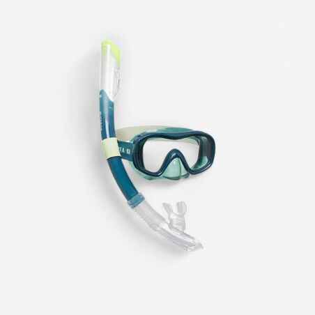 Adult Snorkelling Kit 100 COMFORT Mask and DRYTOP Snorkel Green