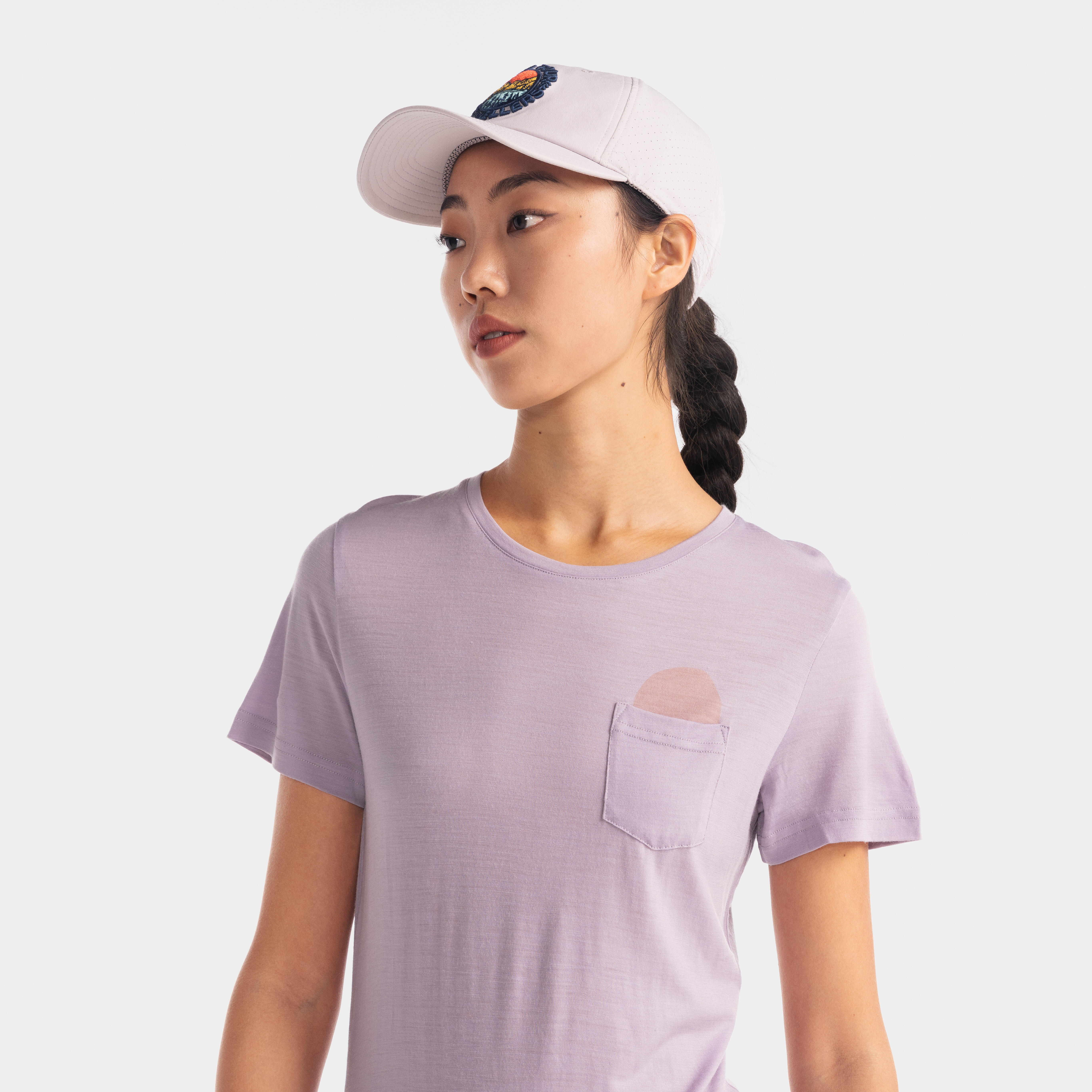 Women Merino Wool Half Sleeve Slim Fit T-Shirt Smoked Purple - TS500