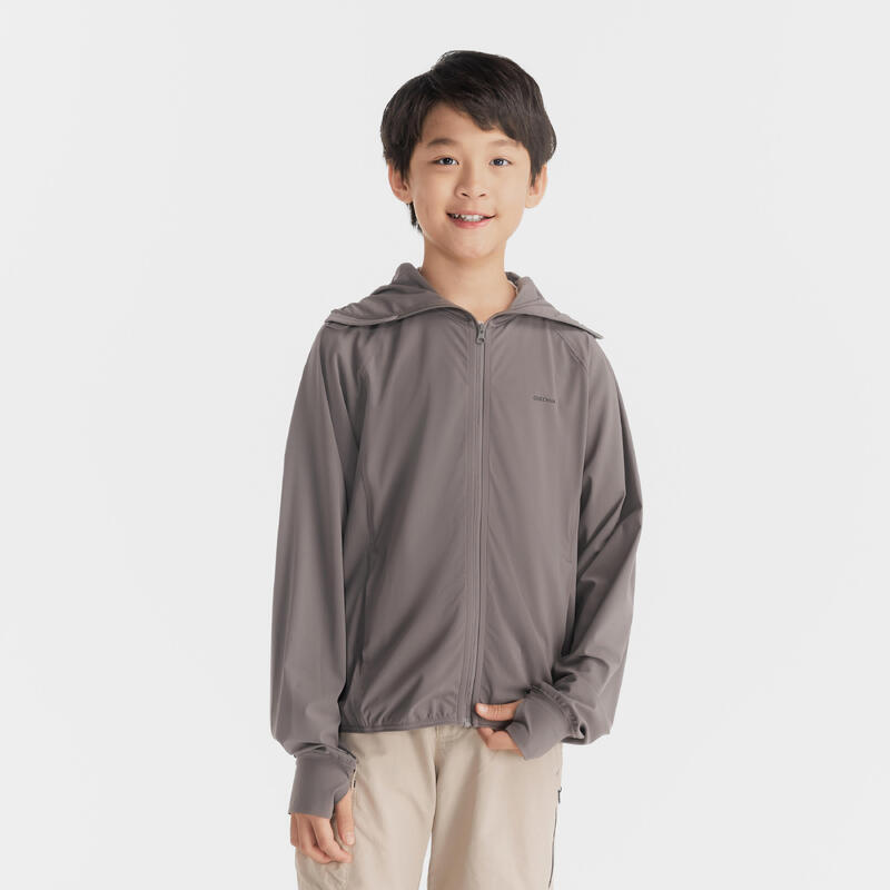 Junior hiking MH 500 knit ANTI UV jacket grey