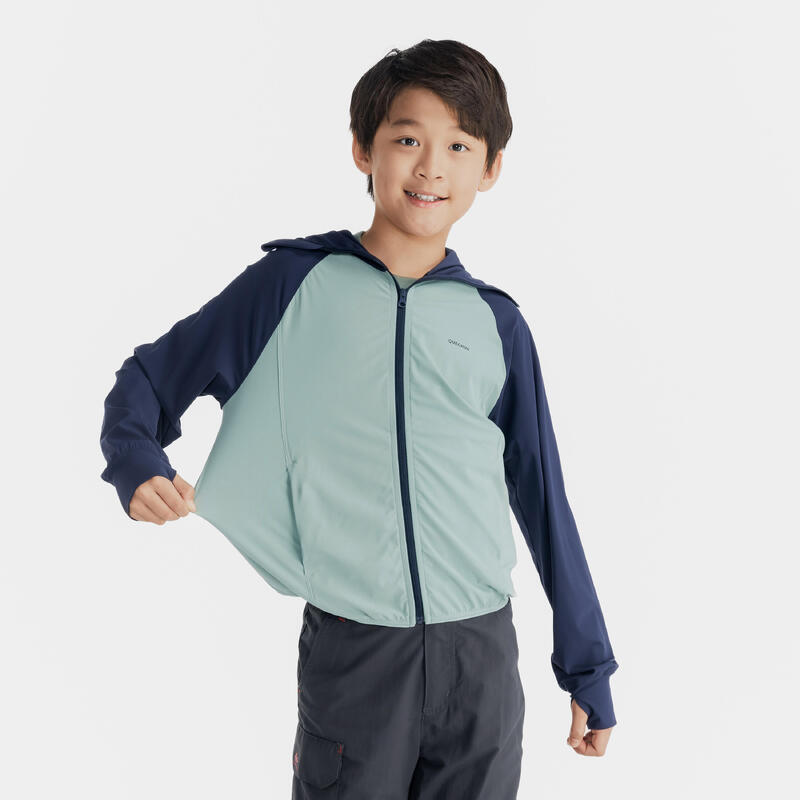 Junior hiking MH 500 knit ANTI UV jacket Navy