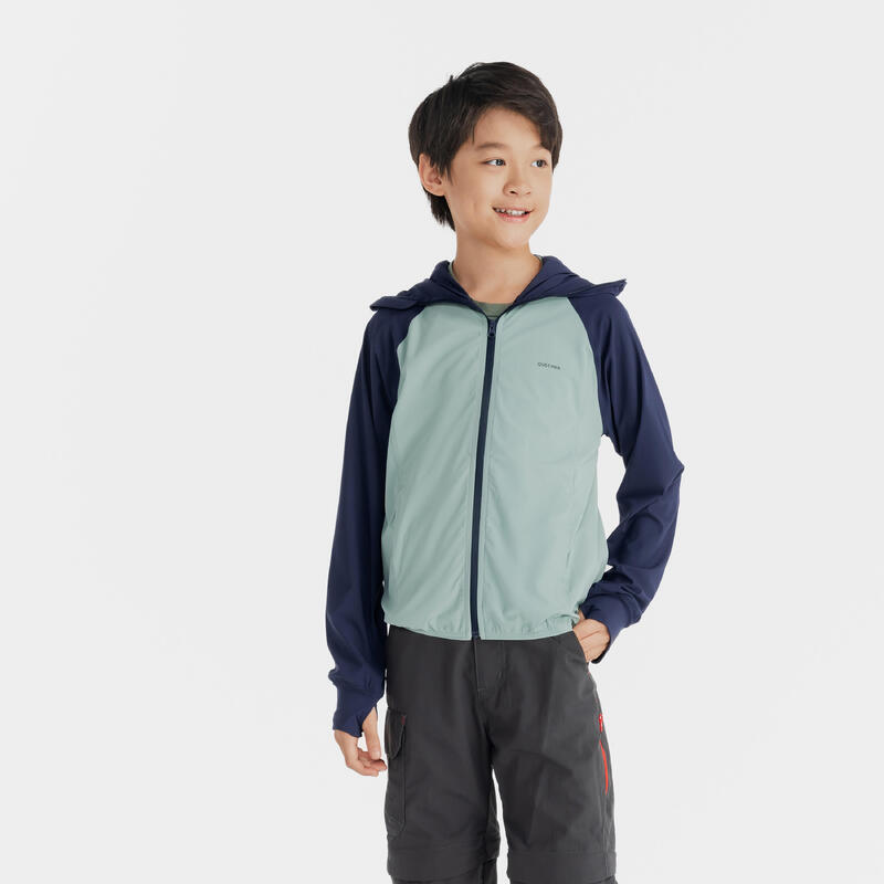 Junior hiking MH 500 knit ANTI UV jacket Navy