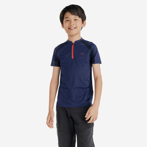 Camiseta de montaña y trekking con cremallera Niños 7-15 años Quechua MH550 azul