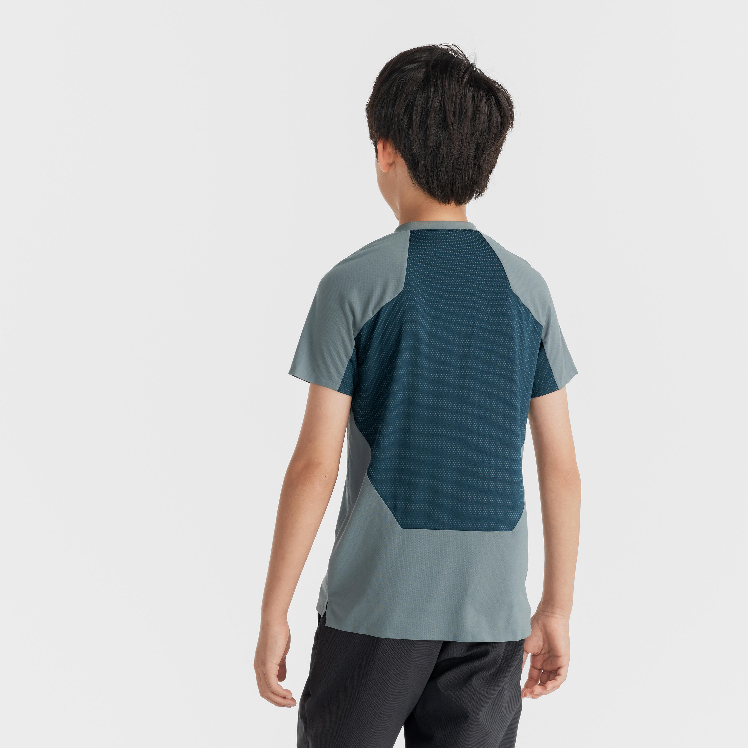 Wandershirt Bergwandern MH550 Kurzarm Kinder Jungen Gr. 122–170 grün 3/4