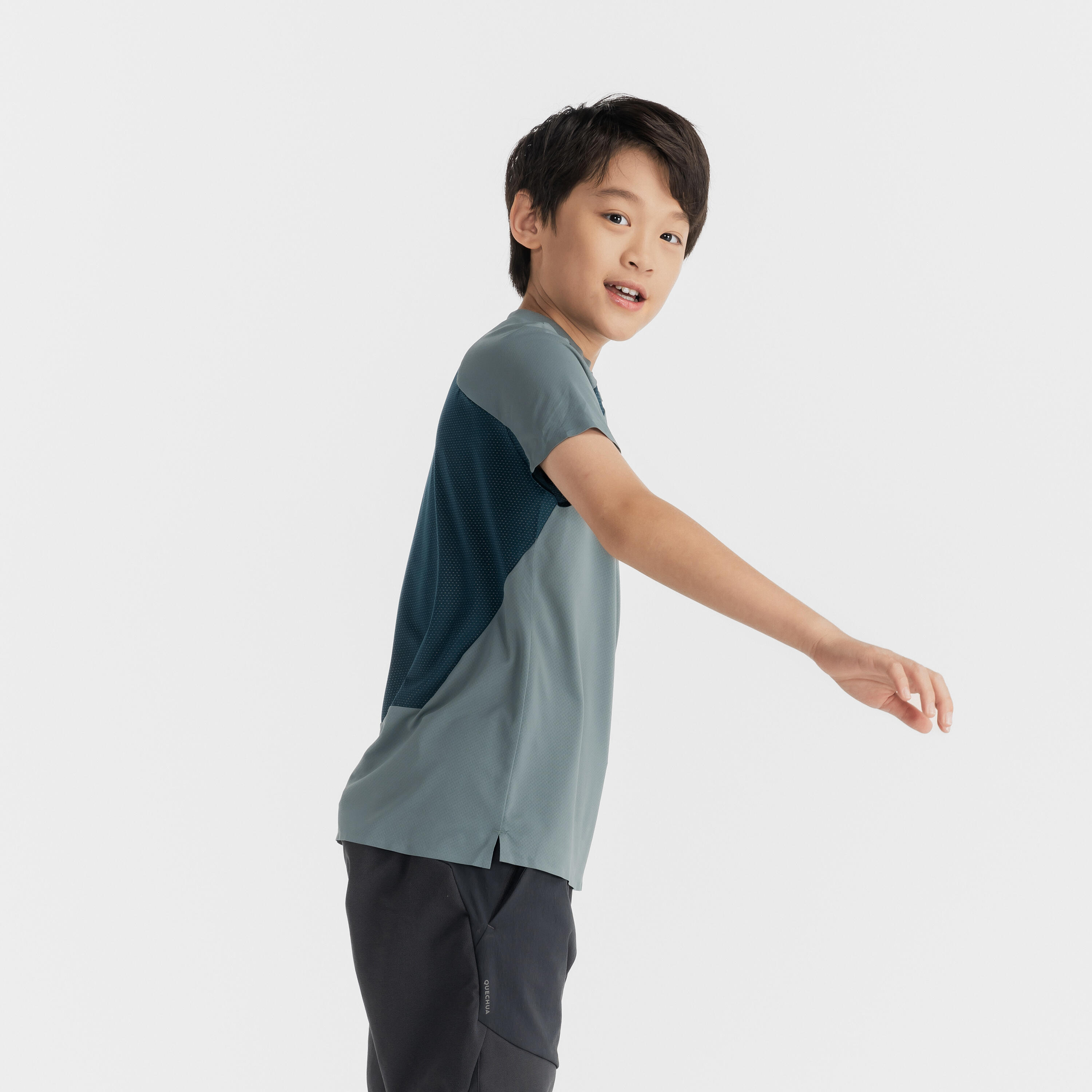 Wandershirt Bergwandern MH550 Kurzarm Kinder Jungen Gr. 122–170 grün 2/4