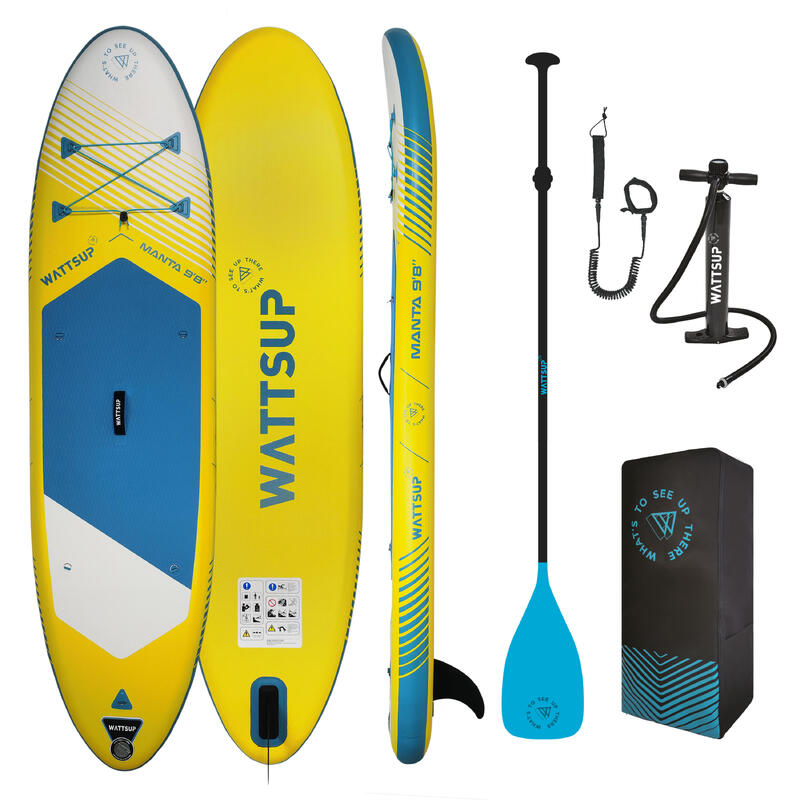 Pack Stand up Paddle aufblasbar 9'8" 31"6"(Board, Pumpe, Paddel) - Wattsup Manta