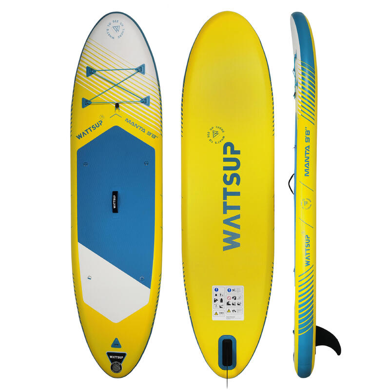 Pack Stand up paddle gonflable (planche, pompe, pagaie) Wattsup Manta 9'8" 31"6"