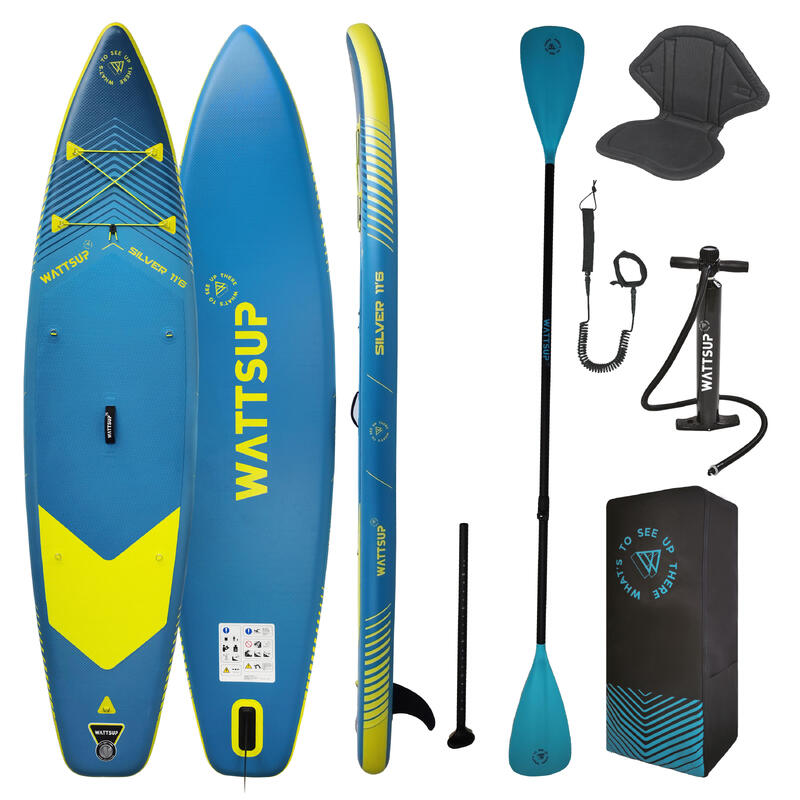 Pack Stand up paddle insuflável com assento kayak Wattsup Silver 11'6 33" 6"