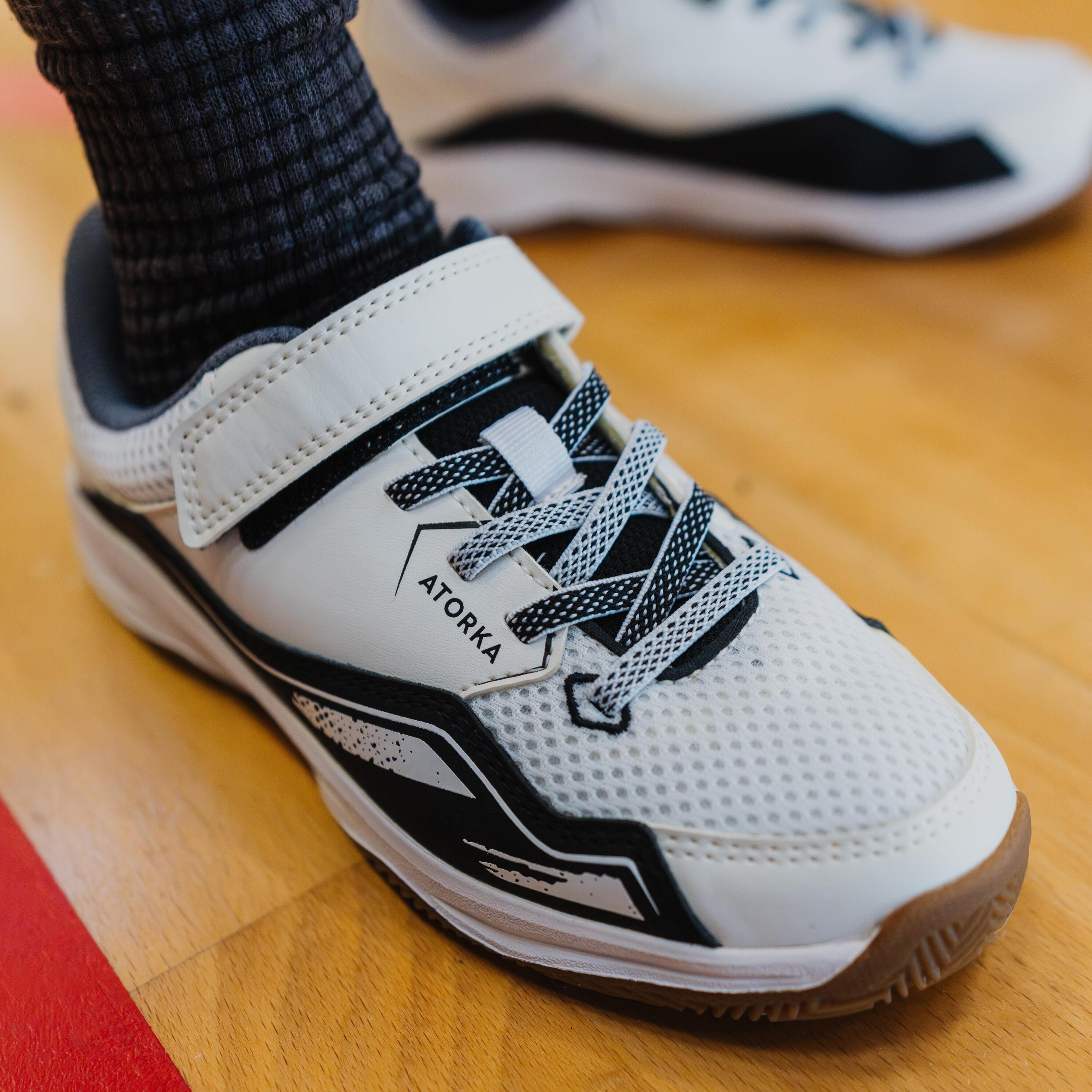 Kids' Rip-Tab Handball Shoes H100 - White/Black 10/16