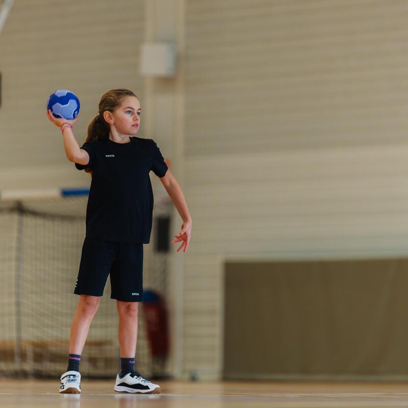 Chaussures de handball Enfant avec scratch - H100 blanc noir