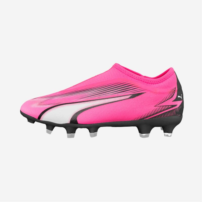Puma Ultra Match Laceless FG/AG kind voetbalschoenen zonder veters roze