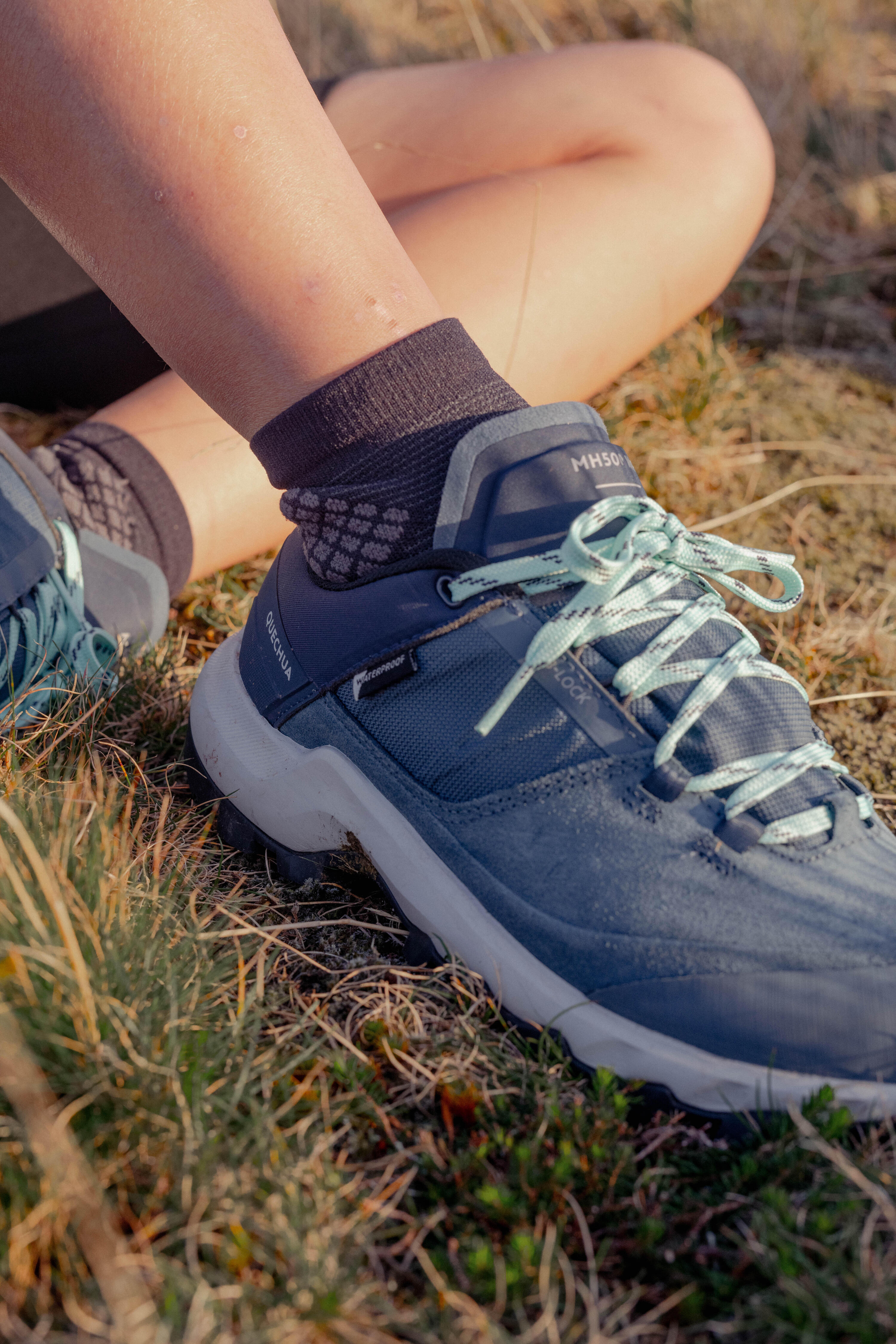 Wanderschuhe Damen wasserdicht Bergwandern ‒ MH500 blau 9/12