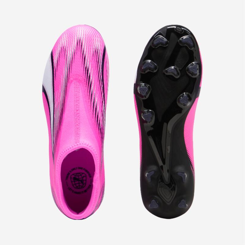 Puma Ultra Match Laceless FG/AG kind voetbalschoenen zonder veters roze