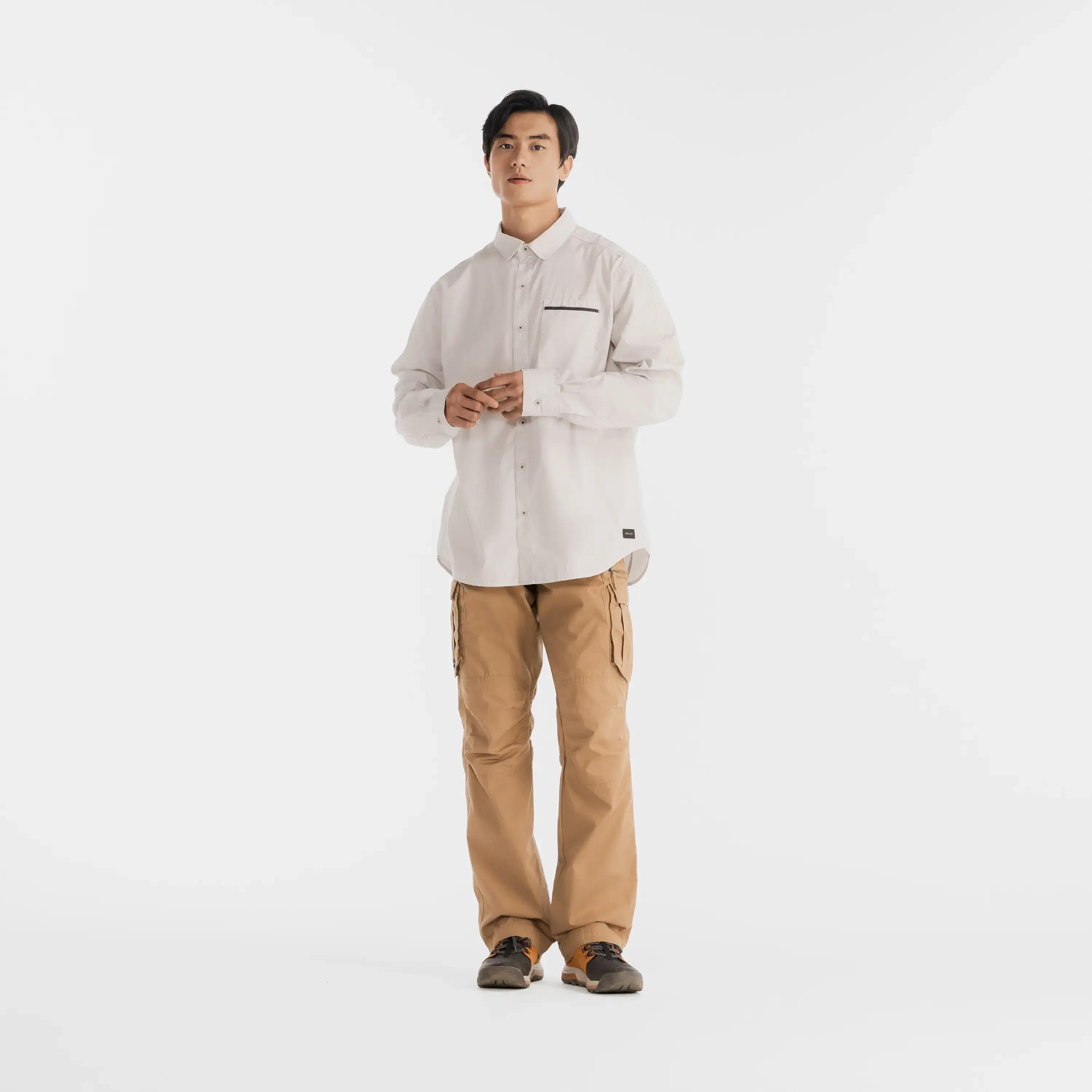 Men's Travel Trekking Cargo Trousers - TRAVEL 500 Brown 4/5