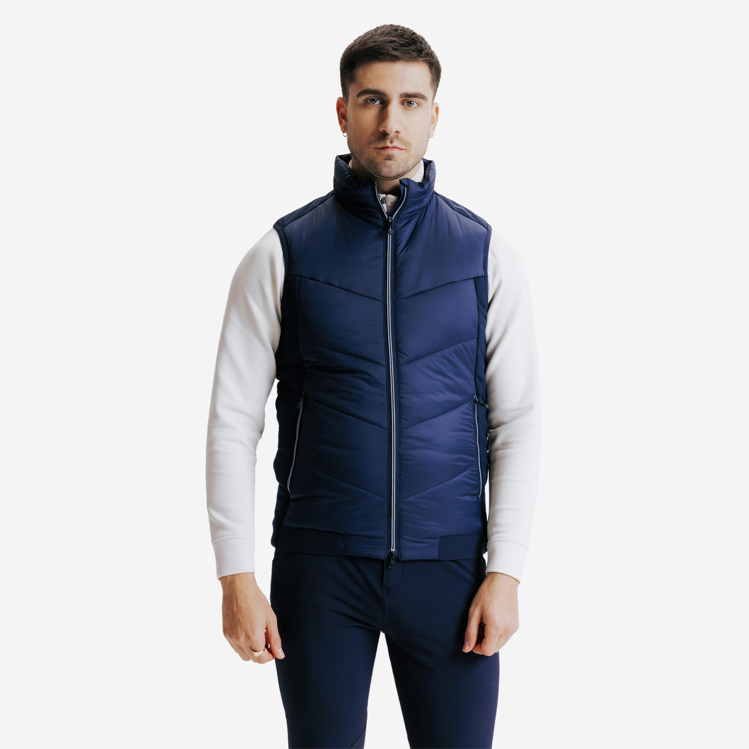 gilet sans manches équitation homme marine 500 - fouganza