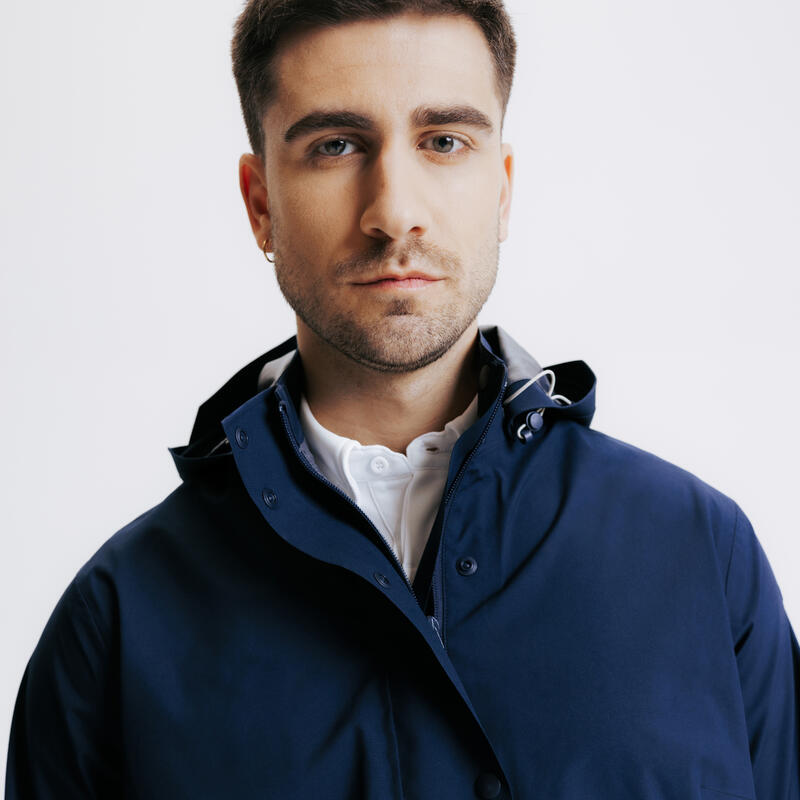 Long Waterproof Horse Riding Jacket Navy FOUGANZA Decathlon