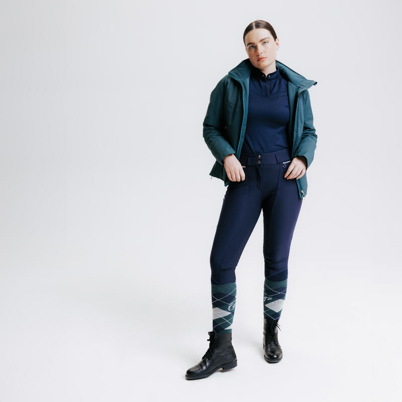 Pantalon équitation chaud full grip Femme - 900 marine