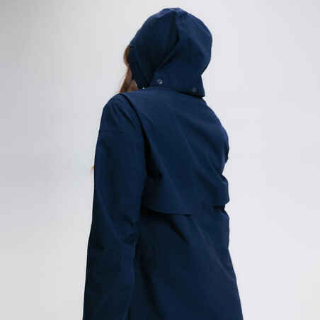 Long Waterproof Horse Riding Jacket - Navy