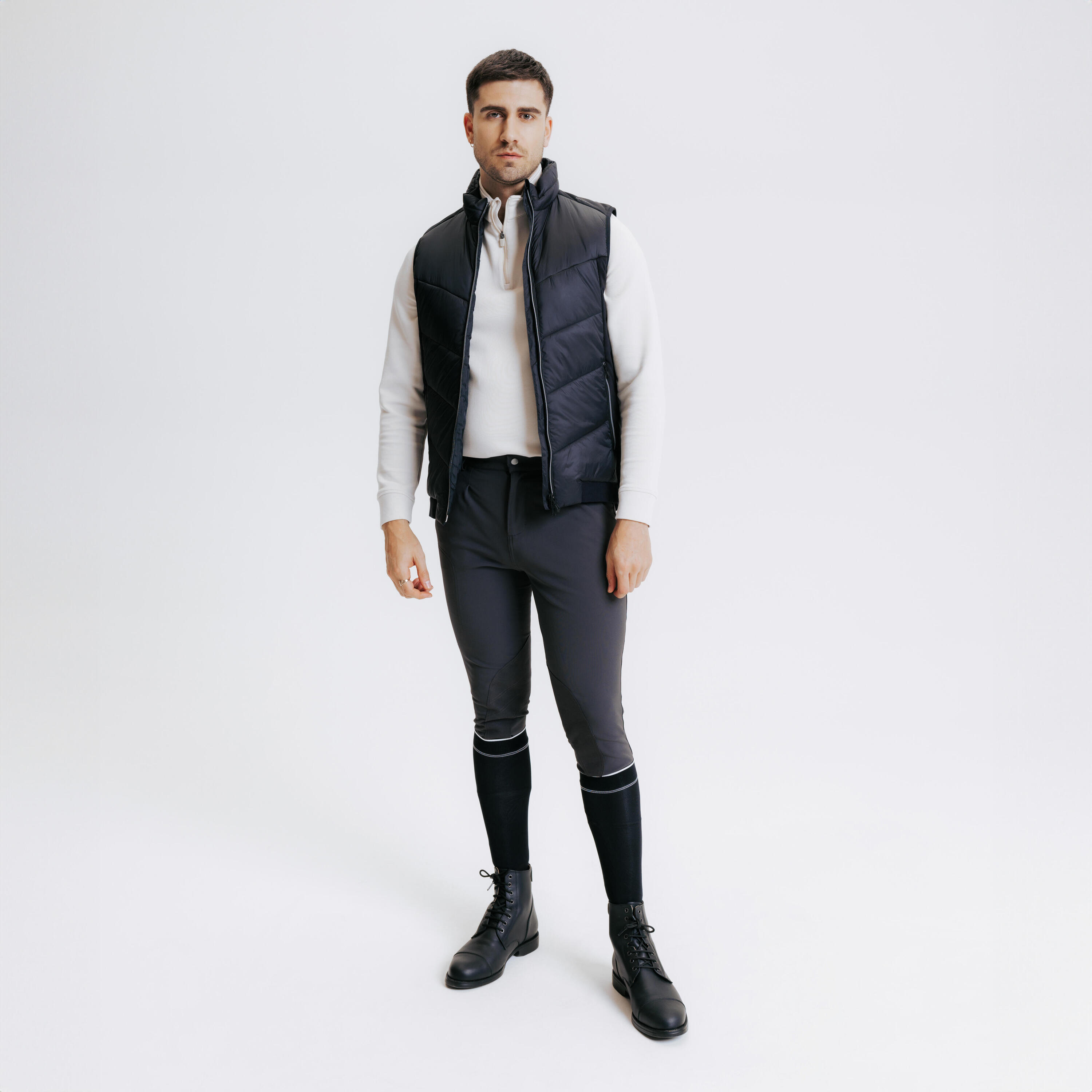 Tweedehands - Bodywarmer voor paardrijden heren 500 zwart 2/8