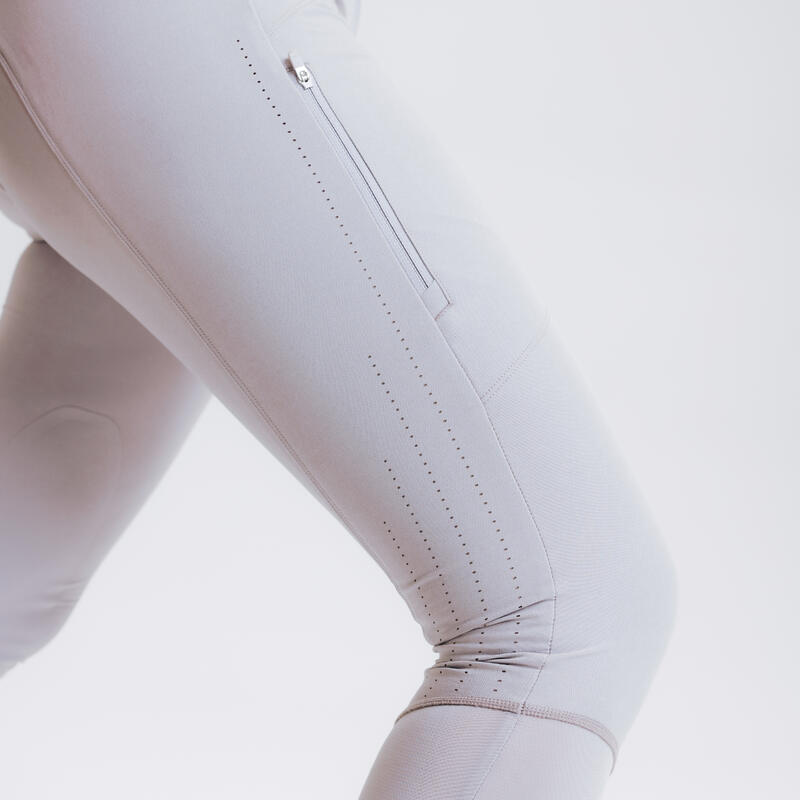 Pantaloni equitazione donna 500 ULTRA leggeri grigi