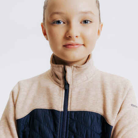 Vaikiškas jojimo sportinis megztinis „500“, iš mišrių medžiagų, su užtrauktuku, mėlynas ir nugos spalvos