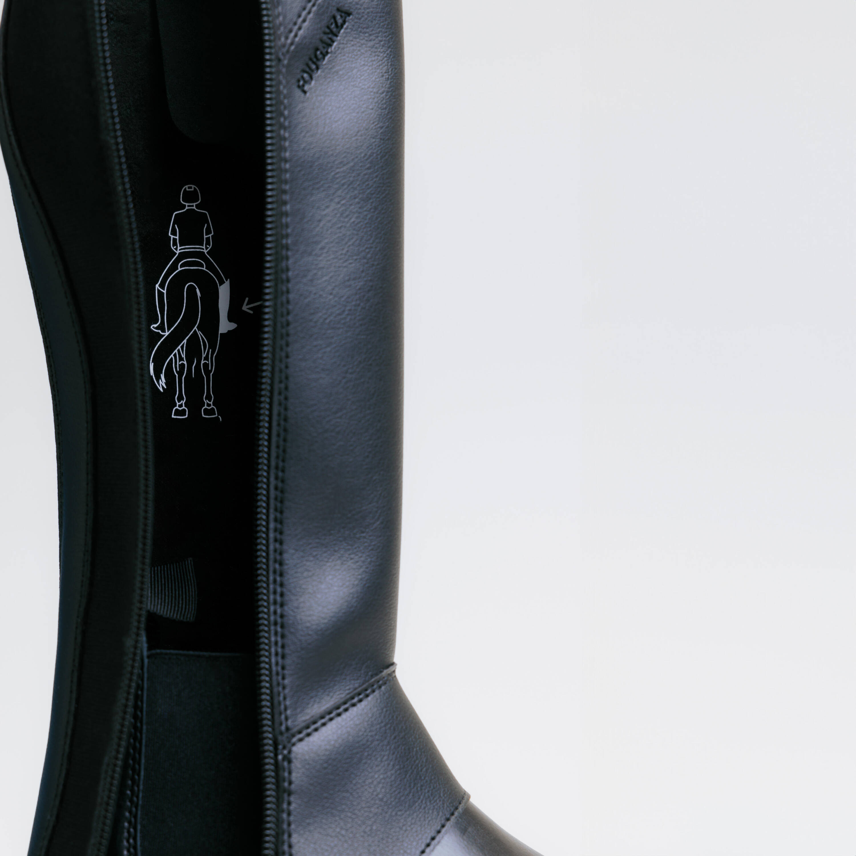 Kids' Horse Riding Synthetic Half-Chaps 500 - Black -  3