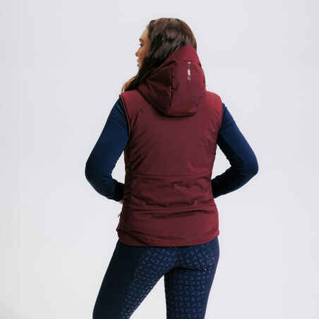 Women's Warm Sleeveless Horse Riding Gilet 900 - Burgundy