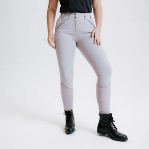 Pantalón Mallas Equitación Mujer Gris Ultraligero Verano