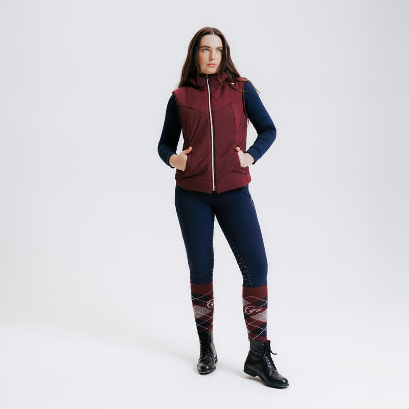 Warme bodywarmer voor paardrijden dames 900 bordeaux