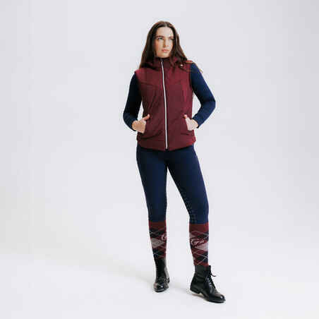 Women's Horse Riding Sleeveless Warm Gilet 900 - Burgundy