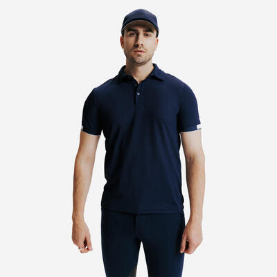 Poloshirt voor paardrijden heren blauw