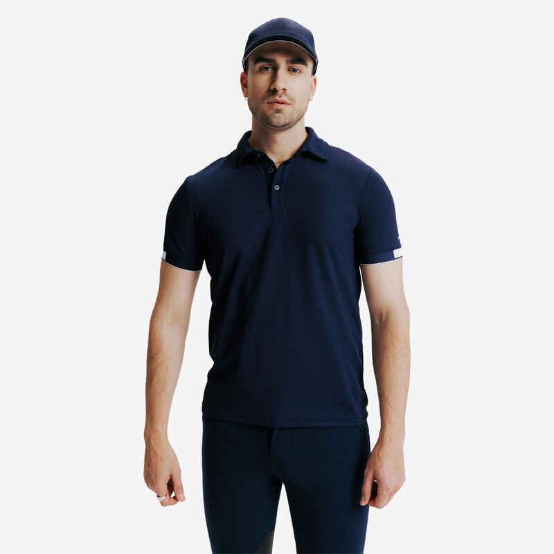 Polo Equitación Hombre Azul