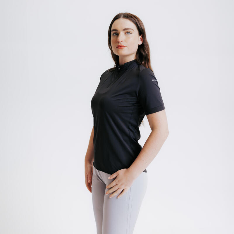 Tricou polo Echitație HERITAGE Negru Damă