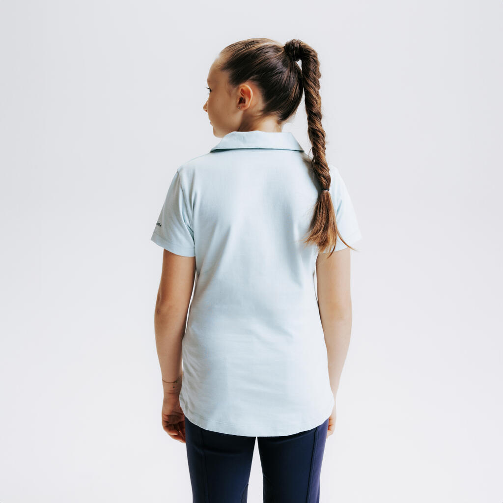 Reit-Poloshirt 100 kurzarm Kinder weiss