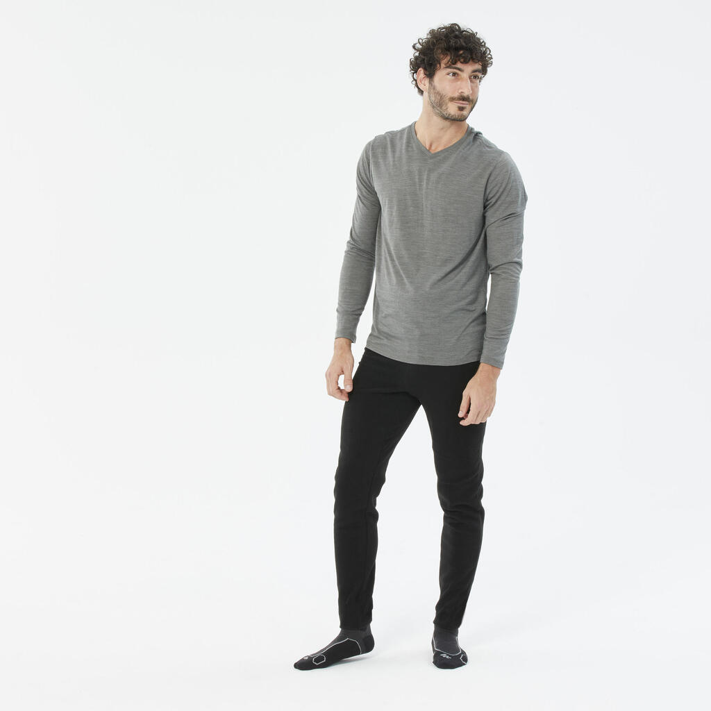 Men’s fleece trekking tights, MH100 - Black