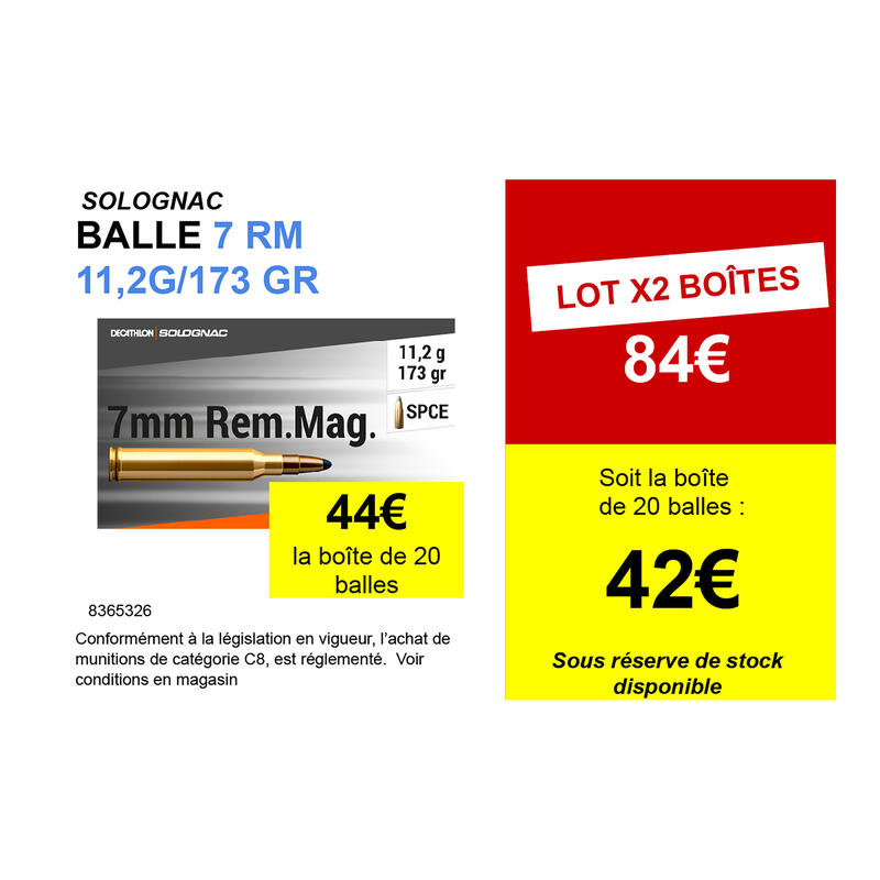 Balle 7 RM REMINGTON MAGNUM 11,2g/173gr X20