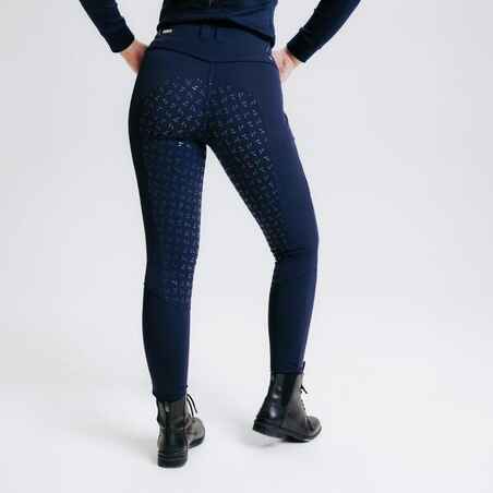 Women's Horse Riding Full Grip Jodhpurs 900 - Navy