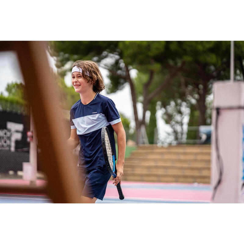 T-shirt de tennis Junior - TTS dry bleu foncé