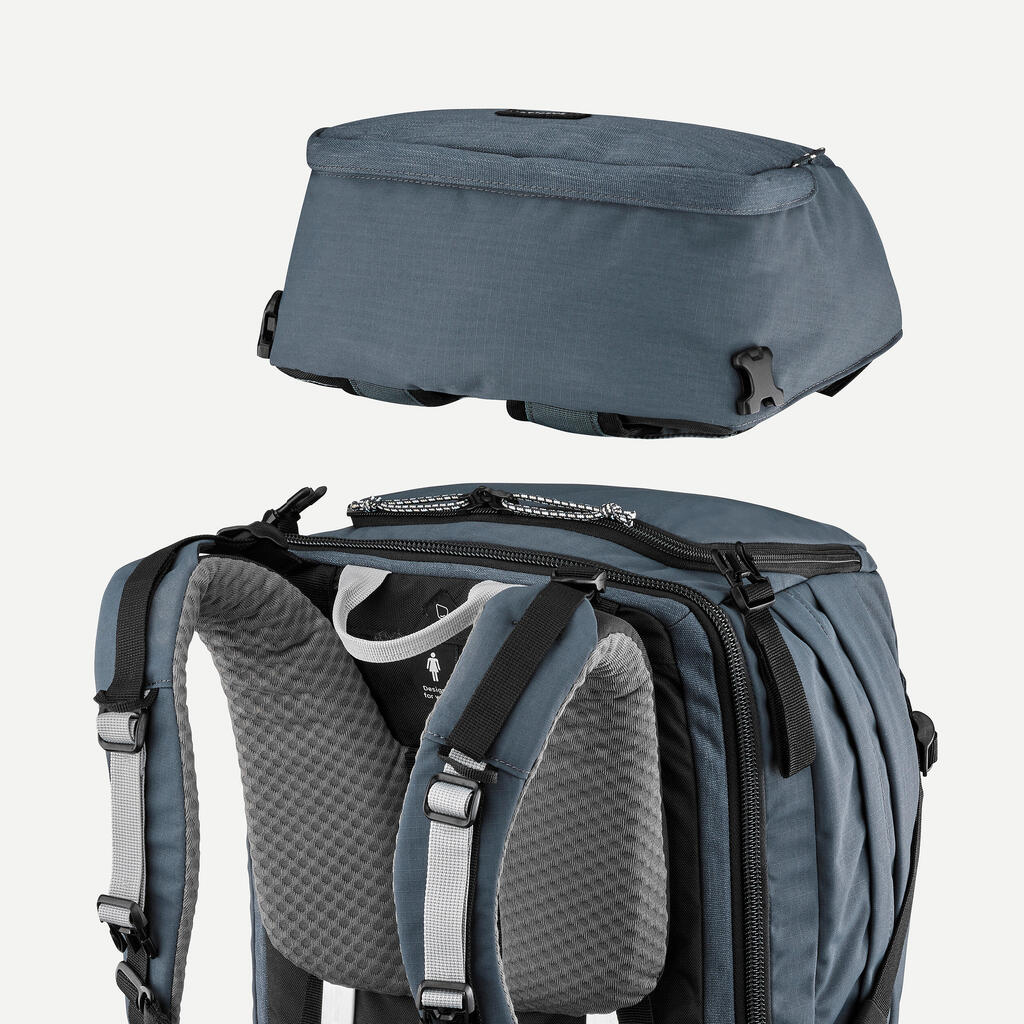 Sieviešu trekinga mugursoma ar kofera veida atvērumu “Travel 900”, 50+6 l